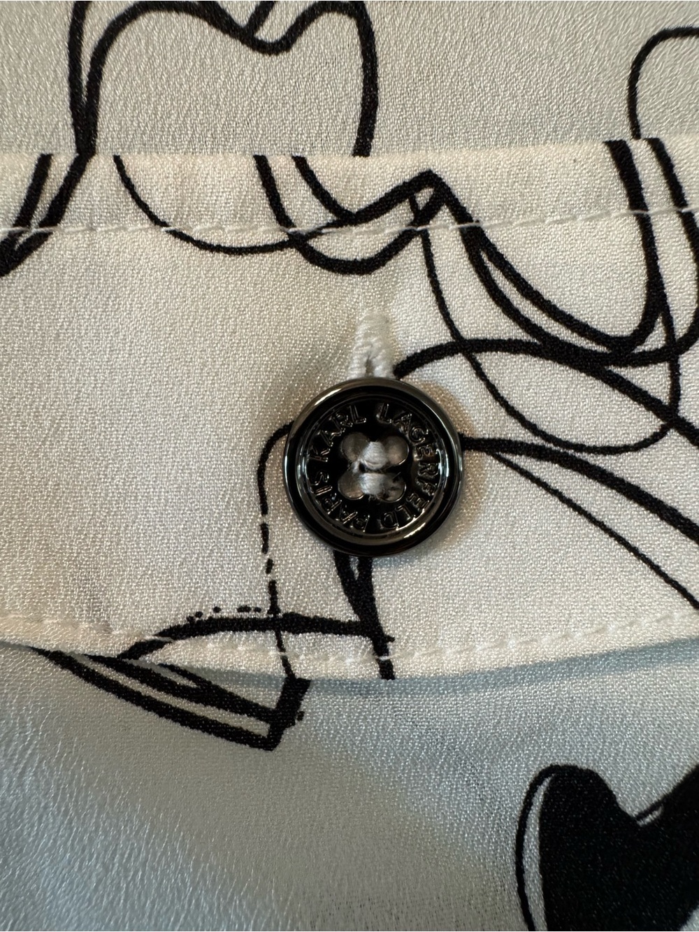 Karl Lagerfeld White Blouse with Black Sketch Heart Print - Picture 6 of 10